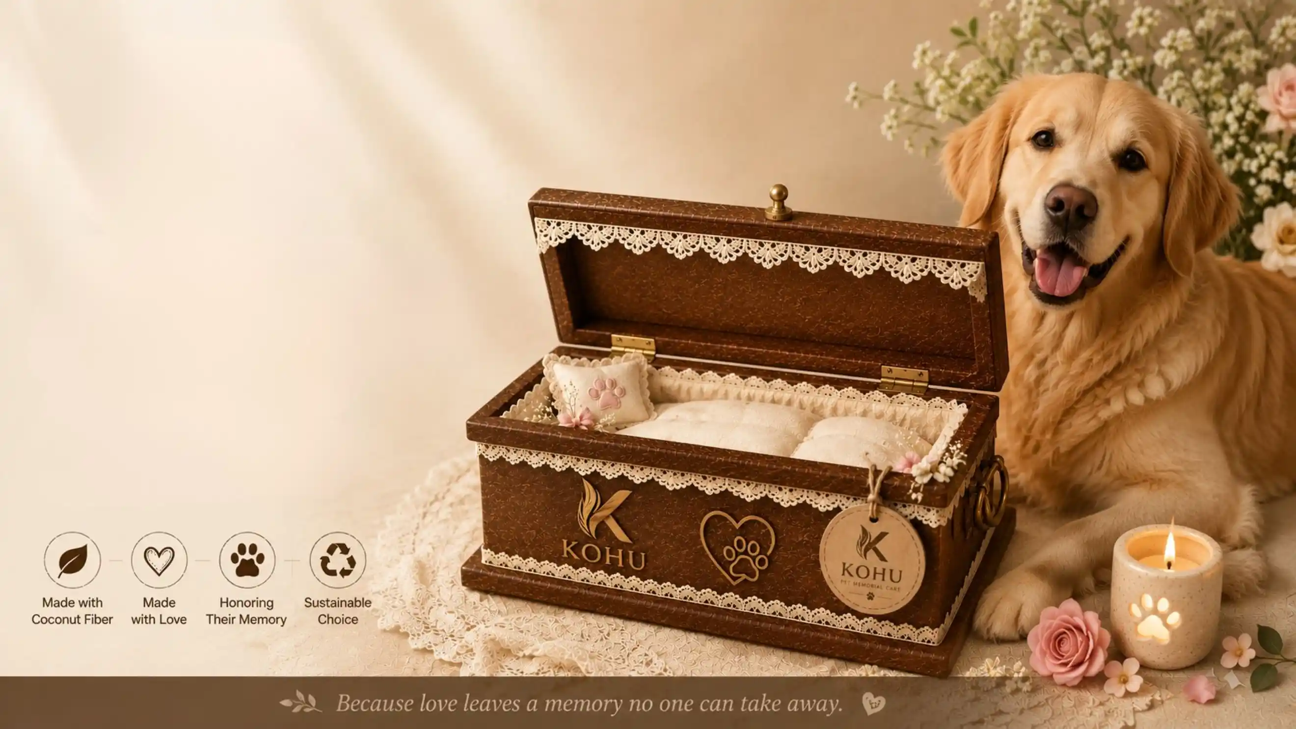 KOHU coconut fiber pet memorial box slide